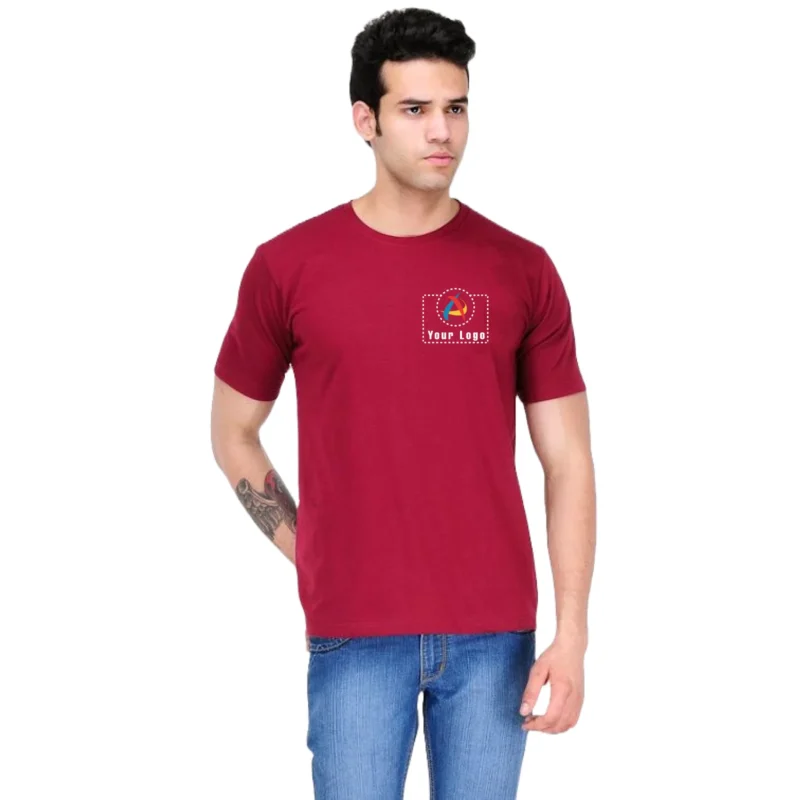 The Bio Collection Smart Round Neck T-Shirt Maroon Color | CorporateGyft