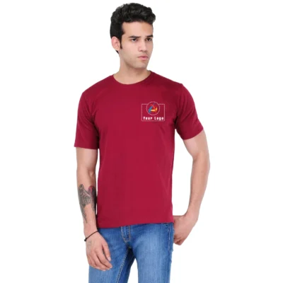 The Bio Collection Smart Round Neck T-Shirt Maroon Color | CorporateGyft