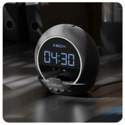 Ellipse Speaker with Digital Clock Black Color | CorporateGyft