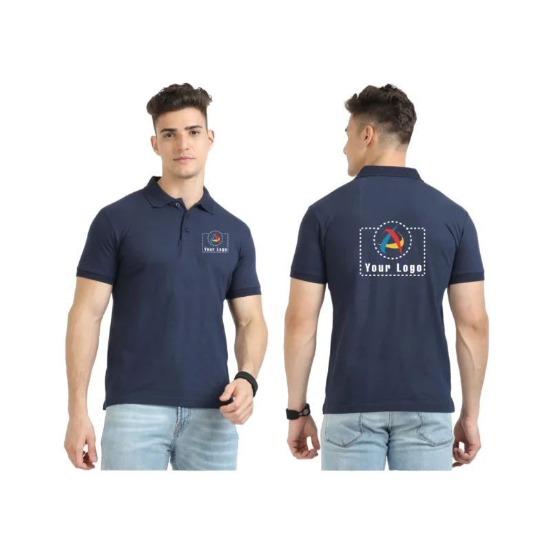 Jacottee Jacquard Polo T-Shirt Navy Blue Color | CorporateGyft