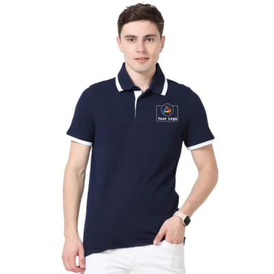 Puma Ess Pique Tipping Polo T-Shirt Navy Blue Color | CorporateGyft