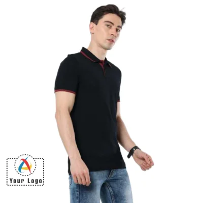 Puma Ess Pique Tipping Polo T-Shirt Black Color | CorporateGyft