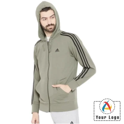 Buy Adidas Olive Green Hoody Jacket in bulk for Corporate Gifting | Corporate Gyft