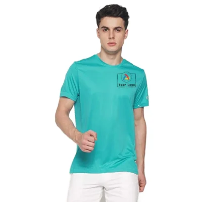 Buy Adidas Sky Blue Round Neck Dryfit T-Shirt in bulk for Corporate Gifting | Corporate Gyft