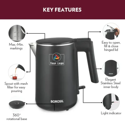 Borosil Cooltouch SS Electric Kettle | CorporateGyft