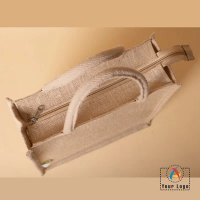 Buy Oblique Oak Zippered Jute Bag in bulk for Corporate Gifting | Corporate Gyft