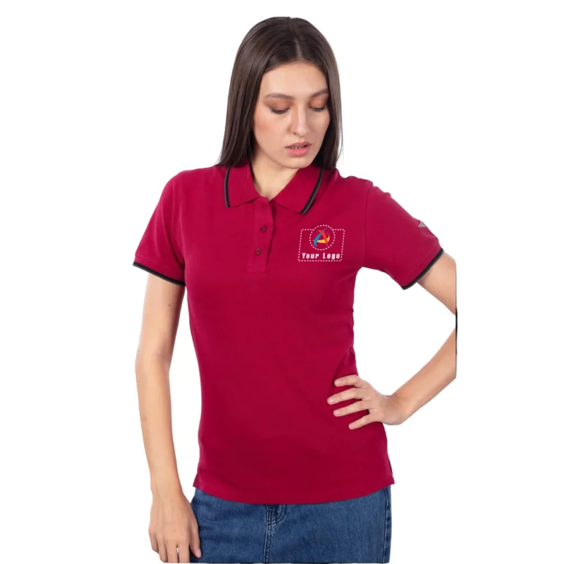 Buy Police Woman Wine Polo T-Shirt in bulk for Corporate Gifting | Corporate Gyft