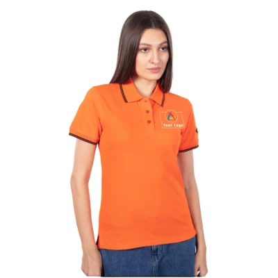 Buy Police Woman Orange Polo T-Shirt in bulk for Corporate Gifting | Corporate Gyft