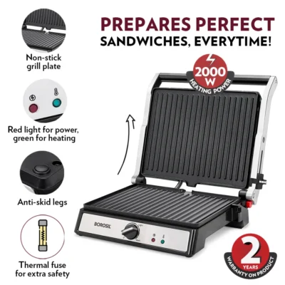 Buy Borosil Super Jumbo 180° Grill Sandwich Maker in bulk for Corporate Gifting | Corporate Gyft