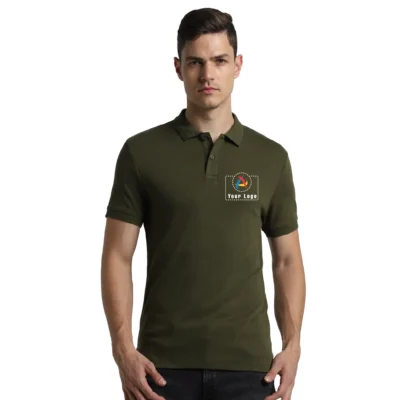 Buy Jack & Jones® Olive Green Interlock Polo T-Shirt in bulk for Corporate Gifting | Corporate Gyft