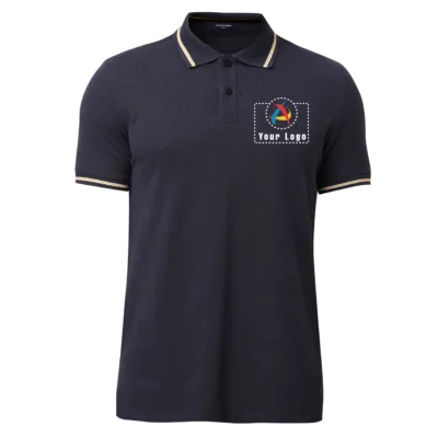 Buy Jack & Jones® Navy Blue Jacquard Polo T-shirt in bulk for Corporate Gifting | Corporate Gyft