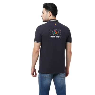 Buy Jack & Jones® Navy Blue Jacquard Polo T-shirt in bulk for Corporate Gifting | Corporate Gyft