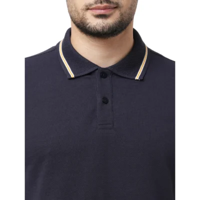 Buy Jack & Jones® Navy Blue Jacquard Polo T-shirt in bulk for Corporate Gifting | Corporate Gyft