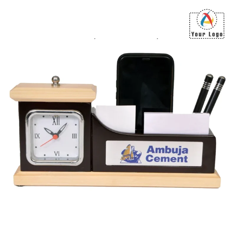 Buy Desk Organizer with Watch in bulk for Corporate Gifting | Corporate Gyft