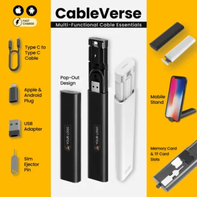 Buy CableVerse White Multi-functional Cable Essentials in bulk for Corporate Gifting | Corporate Gyft