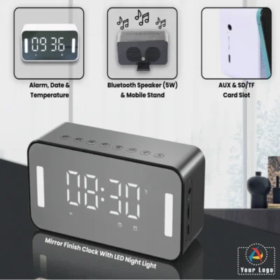 Buy Abode Bluetooth Speaker with Alarm Clock in bulk for Corporate Gifting | Corporate Gyft