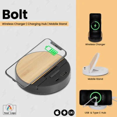 Buy Bolt Wireless Charger with Mobile Stand in bulk for Corporate Gifting | Corporate Gyft