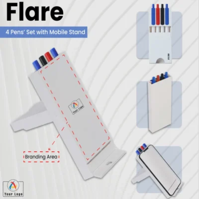 Buy Flare Pen Set with Mobile Stand in bulk for Corporate Gifting | Corporate Gyft