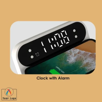 Buy Snooze White Clock with Alarm and Wireless Charger in bulk for Corporate Gifting | Corporate Gyft