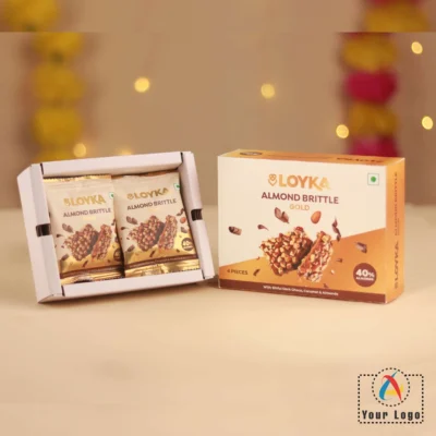 Buy Loyka Almond Brittle Gold Small Gourmet Box in bulk for Corporate Gifting | Corporate Gyft