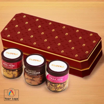 Buy Loyka Terrific Dry Fruits Trio Gift Box in bulk for Corporate Gifting | Corporate Gyft