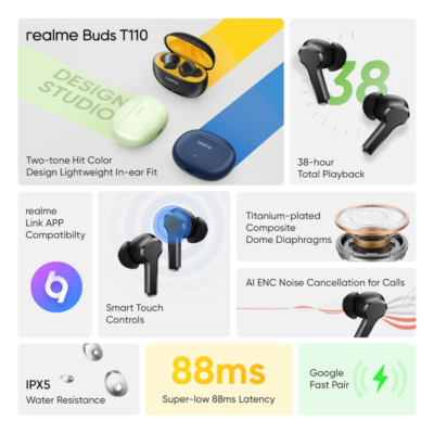 Buy Realme Black Buds T110 True Wireless Earbuds in bulk for Corporate Gifting | Corporate Gyft