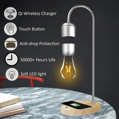 Buy Airlight Magnetic Floating Table Lamp with Wireless Charger in bulk for Corporate Gifting | Corporate Gyft