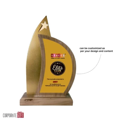 Buy Wooden Star Elite Achiever Trophy - 112 in bulk for Corporate Gifting | Corporate Gyft