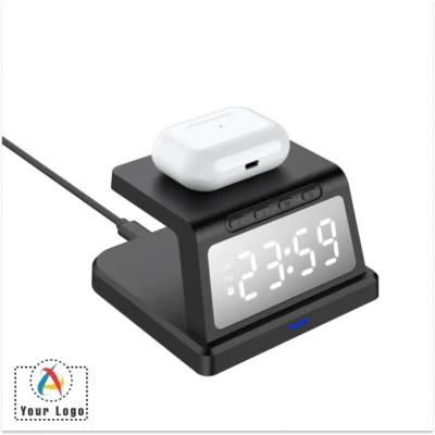 Buy Pixels Black Wireless Charger and Alarm Clock in bulk for Corporate Gifting | Corporate Gyft