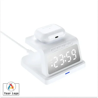 Buy Pixels White Wireless Charger and Alarm Clock in bulk for Corporate Gifting | Corporate Gyft