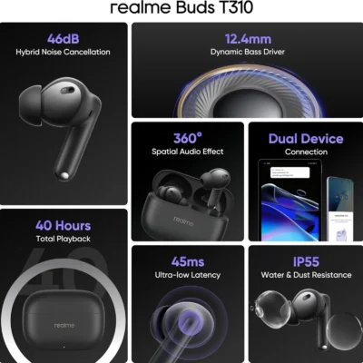 Buy Realme T310 Black True Wireless Earbud in bulk for Corporate Gifting | Corporate Gyft