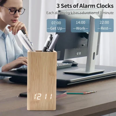 Buy Sleek Pen Holder with Alarm Clock in bulk for Corporate Gifting | Corporate Gyft