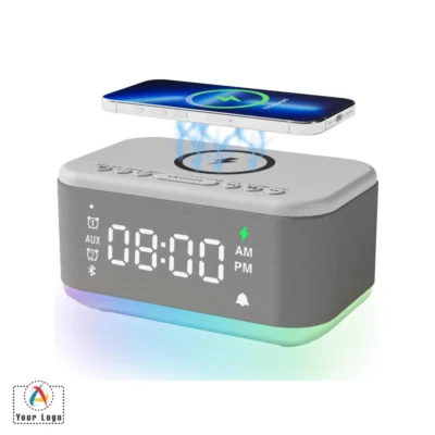 Buy Spark Multifunctional Speaker with Alarm Clock and Wireless Charger in bulk for Corporate Gifting | Corporate Gyft