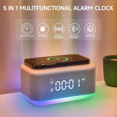 Buy Spark Multifunctional Speaker with Alarm Clock and Wireless Charger in bulk for Corporate Gifting | Corporate Gyft