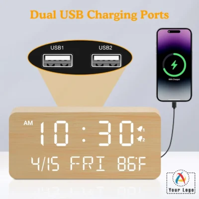 Buy Tucson Alarm Clock  with Wireless Charger in bulk for Corporate Gifting | Corporate Gyft