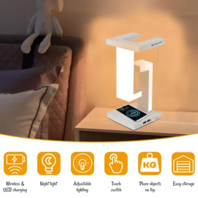 Buy Tangent Magnetic Floatin LED Lamp with Wireless Charging in bulk for Corporate Gifting | Corporate Gyft