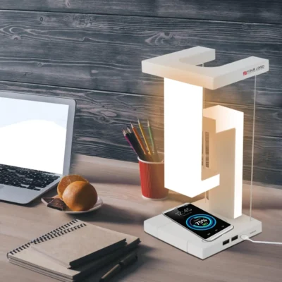 Buy Tangent Magnetic Floatin LED Lamp with Wireless Charging in bulk for Corporate Gifting | Corporate Gyft