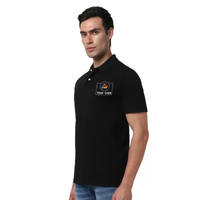 Buy Selected Homme Black Structured Polo T-Shirt in bulk for Corporate Gifting | Corporate Gyft