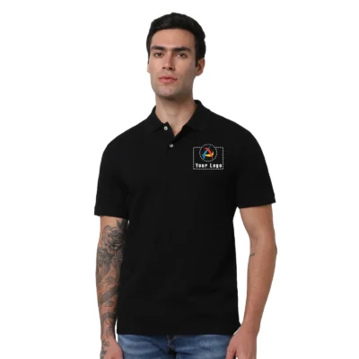 Buy Selected Homme Black Structured Polo T-Shirt in bulk for Corporate Gifting | Corporate Gyft