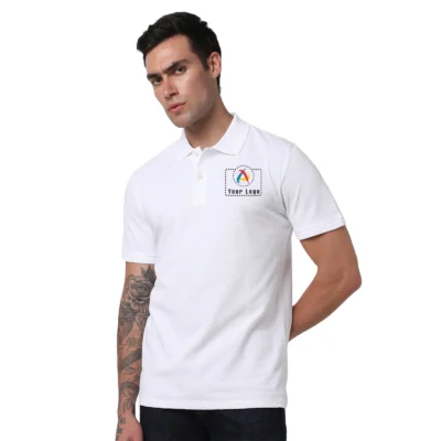 Buy Selected Homme White Structured Polo T-Shirt in bulk for Corporate Gifting | Corporate Gyft