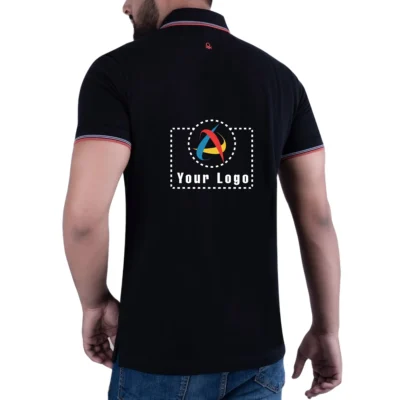 Buy UCB Cotton Tipping Black Polo T-Shirt in bulk for Corporate Gifting | Corporate Gyft