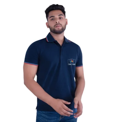 Buy UCB Cotton Tipping Navy Blue Polo T-Shirt in bulk for Corporate Gifting | Corporate Gyft