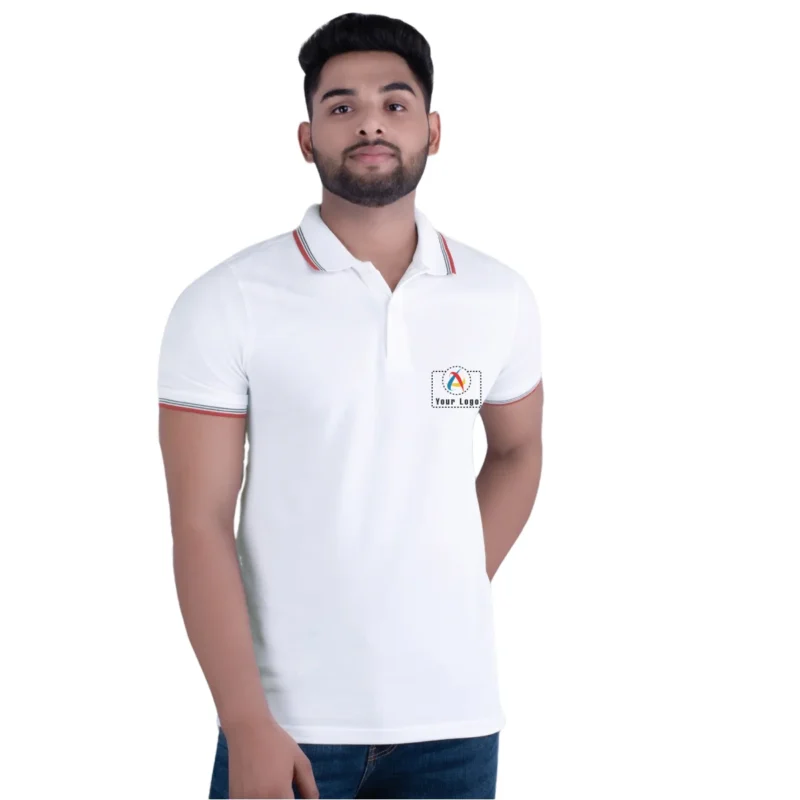 Buy UCB Cotton Tipping White Polo T-Shirt in bulk for Corporate Gifting | Corporate Gyft