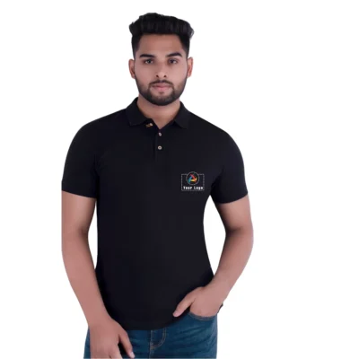 Buy UCB Jacquard Collar Black Polo T-Shirt in bulk for Corporate Gifting | Corporate Gyft