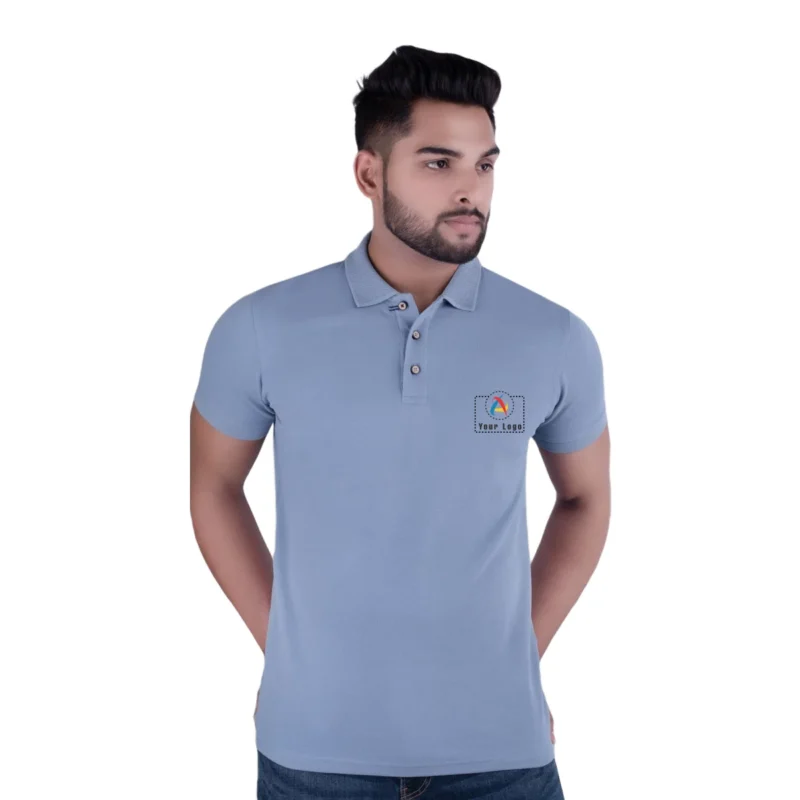 Buy UCB Jacquard Collar Sky Blue Polo T-Shirt in bulk for Corporate Gifting | Corporate Gyft