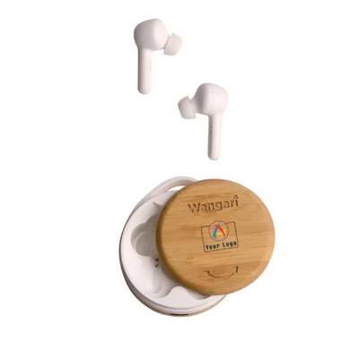 Buy Cherry Bamboo Wireless Earbuds in bulk for Corporate Gifting | Corporate Gyft