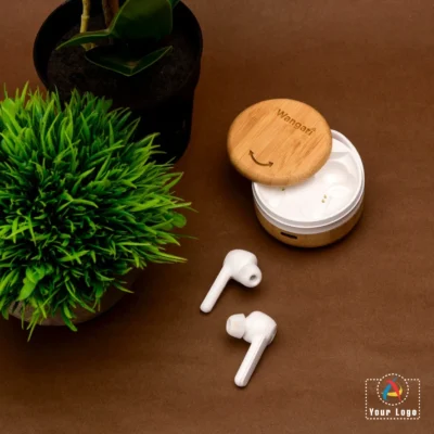 Buy Cherry Bamboo Wireless Earbuds in bulk for Corporate Gifting | Corporate Gyft