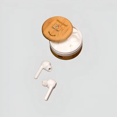 Buy Cherry Bamboo Wireless Earbuds in bulk for Corporate Gifting | Corporate Gyft