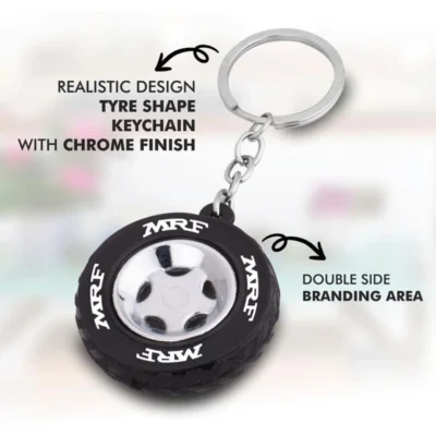 Buy Tyre Shaped Metal Keychain in bulk for Corporate Gifting | Corporate Gyft