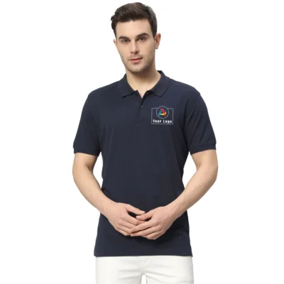 Buy Woodland Cotton Navy Blue Polo T-Shirt in bulk for Corporate Gifting | Corporate Gyft